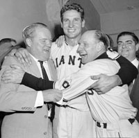 Horace Stoneham, Bobby Thomson, Leo Durocher