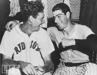 DiMaggio Rejoices with Ted after Game